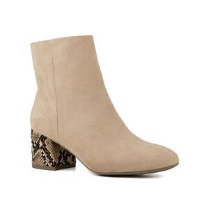 SUGAR Womens Beige Snake Comfort Olive Round Toe Block Heel Zip-Up Booties 9 M